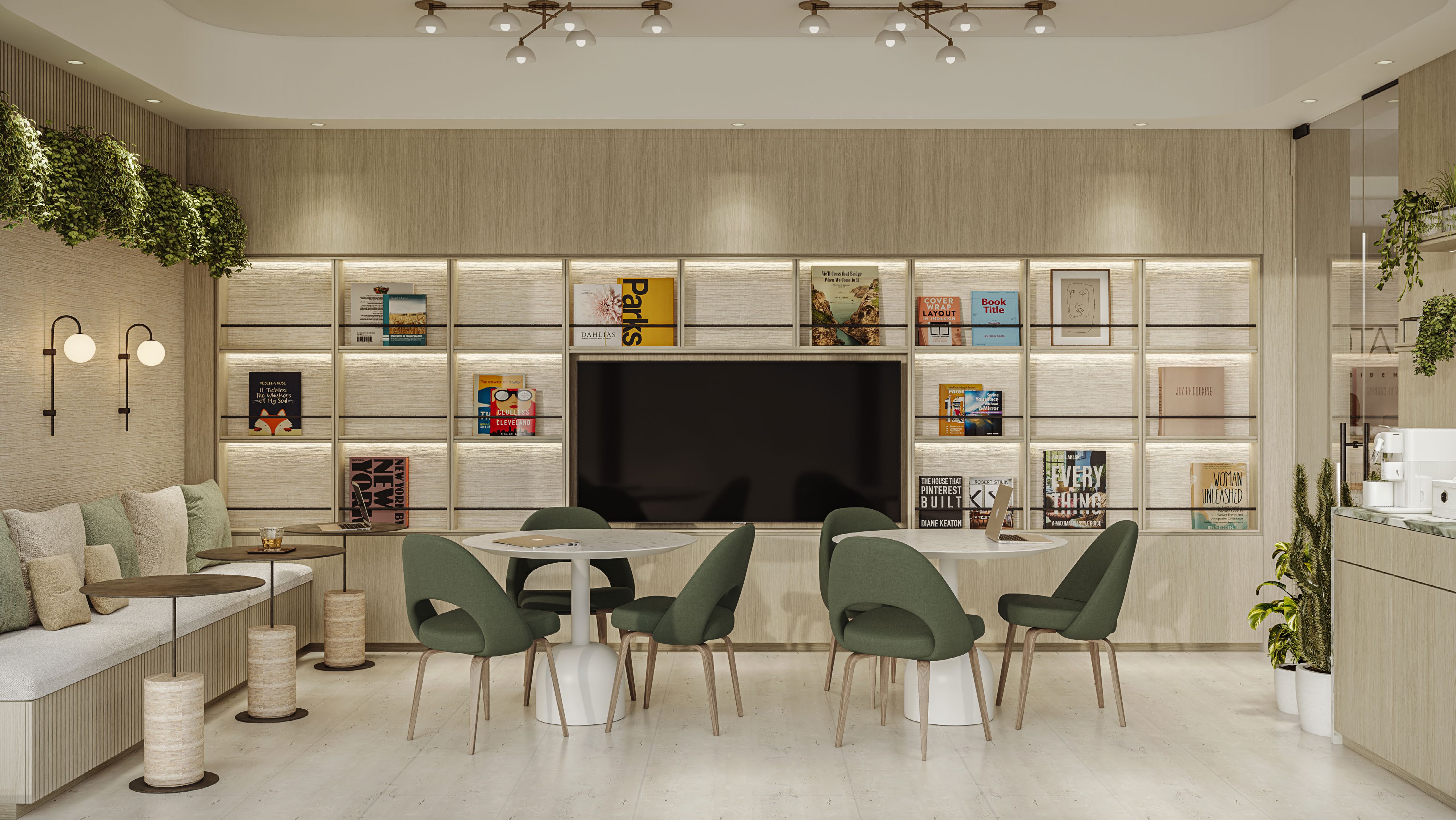 Render oficial del coworking de Botanic Residences