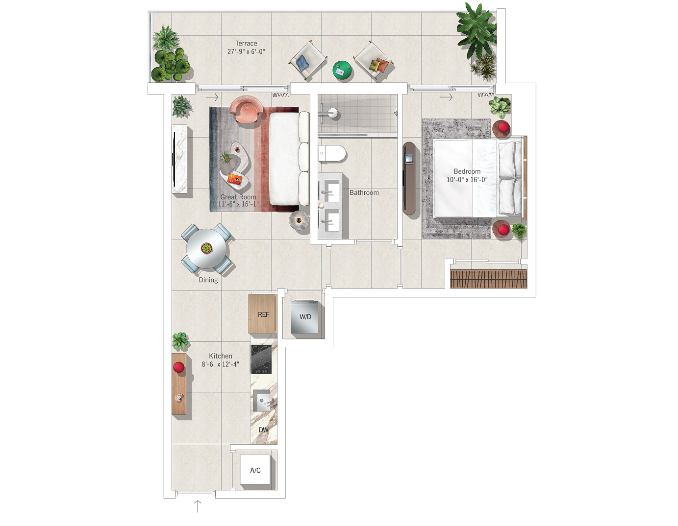Plano oficial: 1 dormitorio · unidad 1102 · plano 02, The Standard Residences Brickell