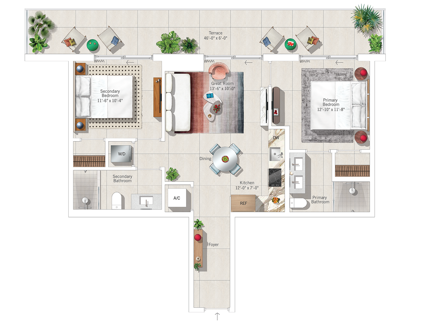 Plano oficial: 2 dormitorios · unidad 1501 · plano 01, The Standard Residences Brickell