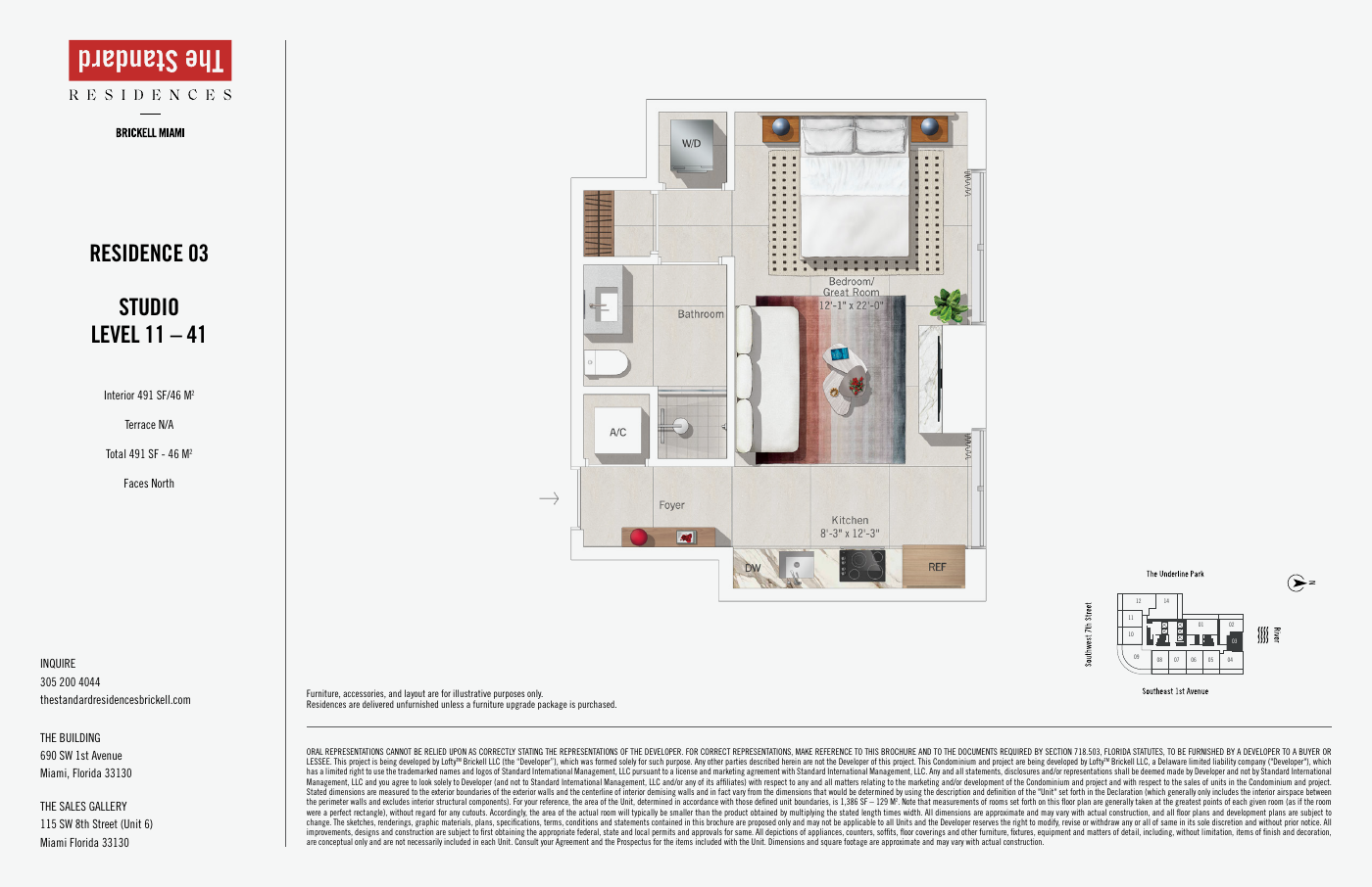 Plano oficial: Estudio · unidad 1603 · plano 03, The Standard Residences Brickell