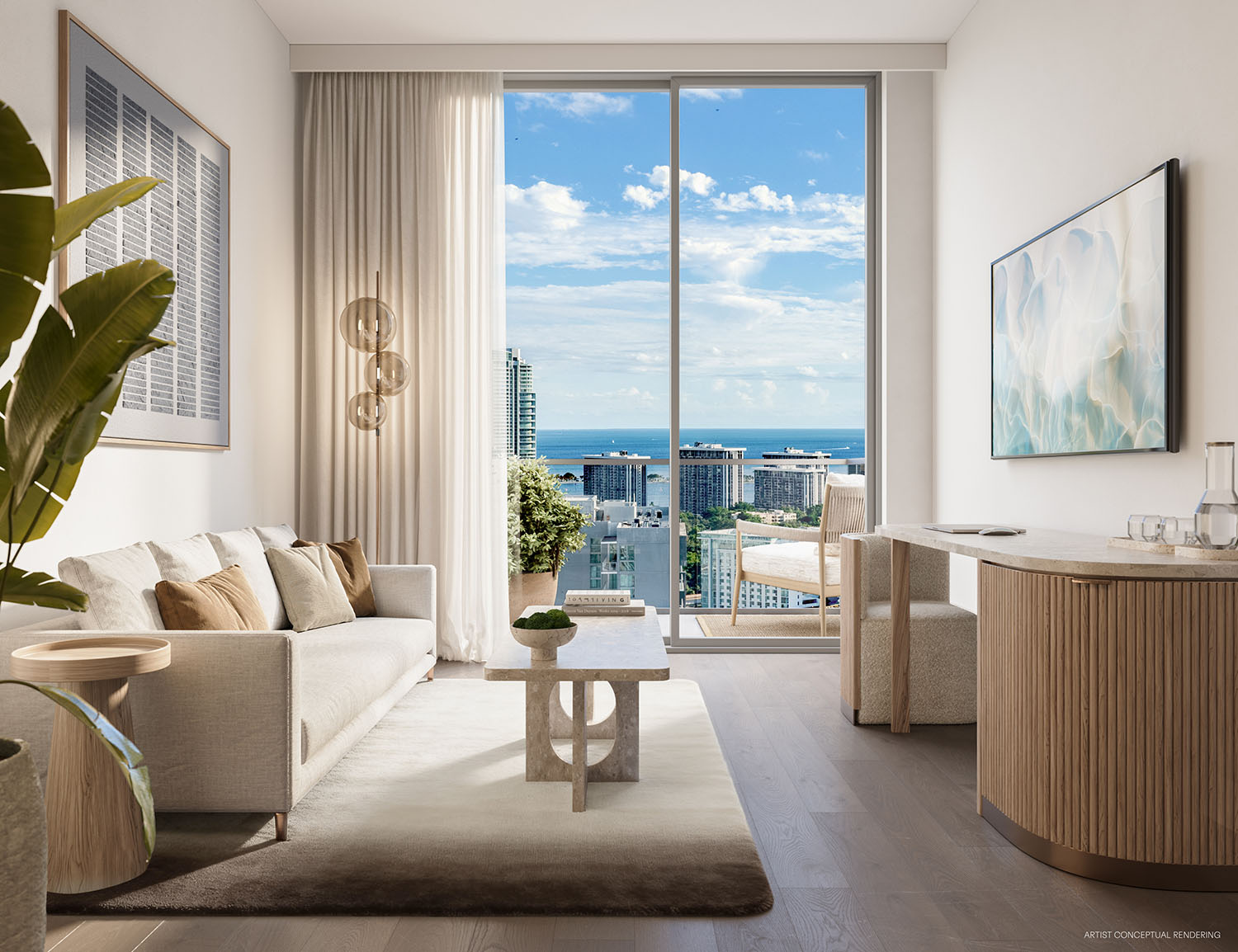 Render conceptual de interiores de House of Wellness; no es un plano específico